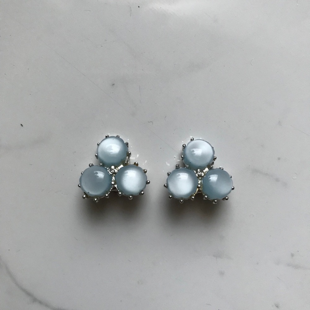 Vintage Coro Blue Tri-Stone Clip On Earrings
